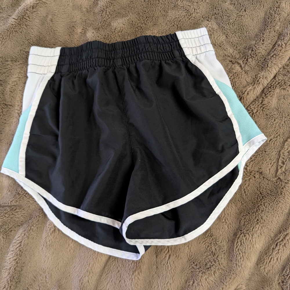 Zone Pro Black Athletic Shorts with White Trim and Aqua Panels